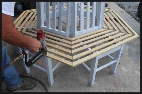 Build A Bench Around A Tree Using Kitchen Chairs Diy Projects For Everyone