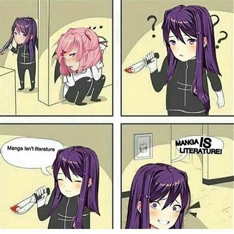 This Is Kind Of Meme Supposed To Make Laugh But Yuri With A Knife And