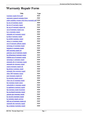 Fillable Online Warranty Repair Form Warranty Repair Form Fax Email