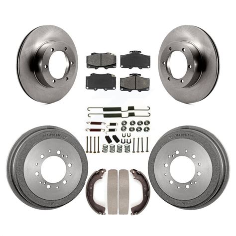 Front Rear Disc Brake Rotor Semi Metallic Pad Drum Kit 7Pc For