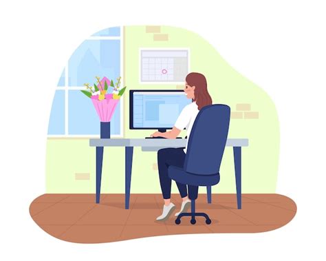 Premium Vector Office Employee With Gifted Bouquet D Vector Isolated