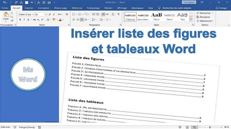 Word Ins Rer Une Liste Des Figures Et Tableaux Automatique Youtube