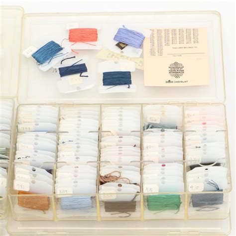 Collection Of Cotton Blend And Rayon Embroidery Floss In Storage Boxes