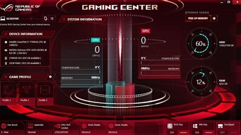 ASUS ROG Gaming Center Showing CPU AND GPU temps and speed 0 : techsupport