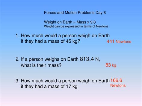 Forces And Motion Problems Day 1 Ppt Download