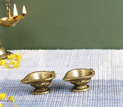 Buy Silver Antique Brass Diya Set Of 2 Online In India At Best Price