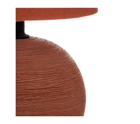 Lampe En C Ramique Pied Boule Stri E Terracotta Lampe Poser But