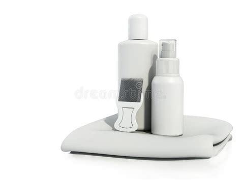 Hair Lice Shampoo, Spray, Metal Lice and Towel. 3D Illustration Stock Illustration ...