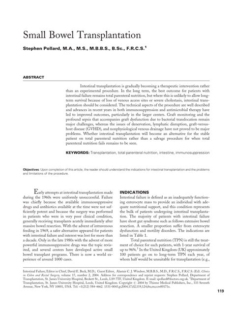 (PDF) Small Bowel Transplantation