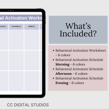 Behavioral Activation Worksheet, Cognitive Behavioral Therapy Worksheets