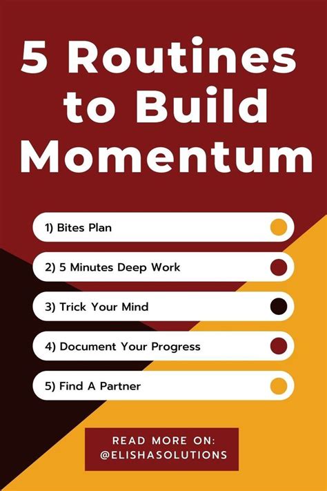 The 5 Routines To Build Momentum Book Cover Is Shown In Red Yellow And