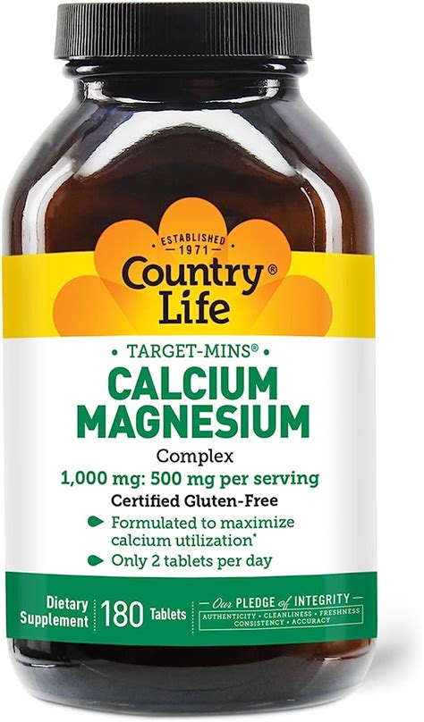 Country Life Calcium Magnesium Complex 1000 Mg 500 Mg 180 Tablets Natures Health Shoppe