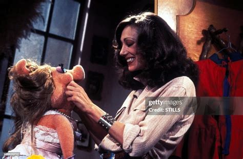 Actress Marisa Berenson With Muppet Show Character Miss Piggy During