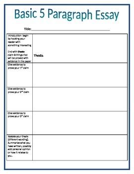 5 Paragraph Essay Graphic Organizer By Sherry Kean TpT