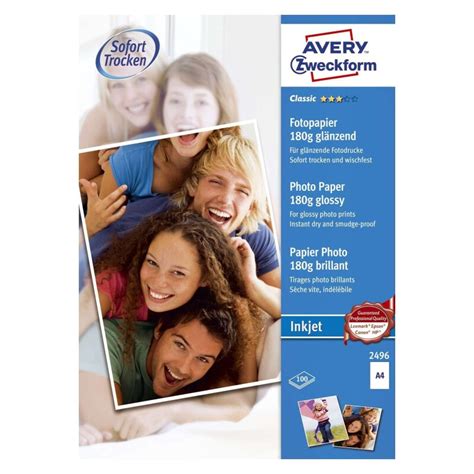 Avery Zweckform 2496 Classic Inkjet Fotopapier DIN A4 glänzend 1