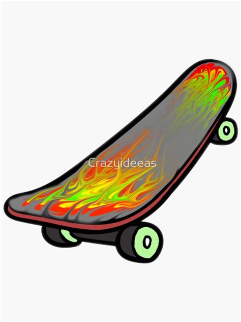 "Skateboard in flames street art illustration " Sticker for Sale by ...