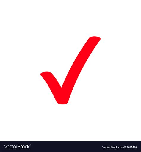 Red tick marker checkmark icon Royalty Free Vector Image