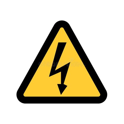 High Voltage Sign Danger Symbol Black Arrow Isolated In Yellow Triangle On White Background