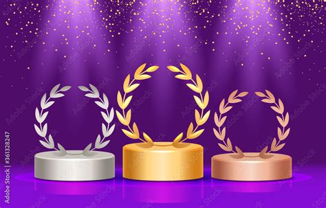 Winners Podium With Laurel Wreath Three Prizes Stock Vector Adobe Stock