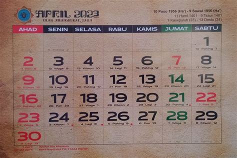 Cek Kalender Jawa Hari Minggu April Weton Apa Dan Neptu Ini