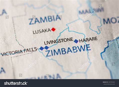 Closeup Livingstone Zambia On Political Map Stock Photo 365703284