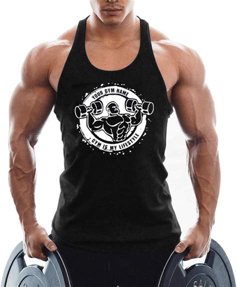 Clzgym Men S Gym Tank Tops Muscle Cut Stringer Bodybuilding Workout Sleeveless T Shirts Amazon