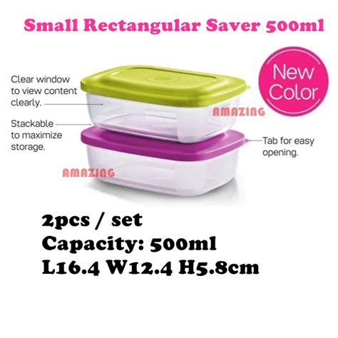 Tupperware Small Rectangular Saver 500ml Bekas Makanan Food Container