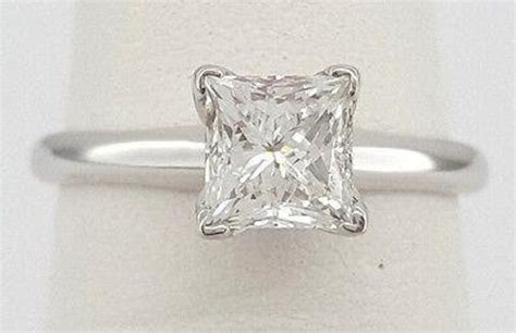 Princess Cut Diamond Solitaire Engagement Ring 0.97 Ct 14k White Gold ...