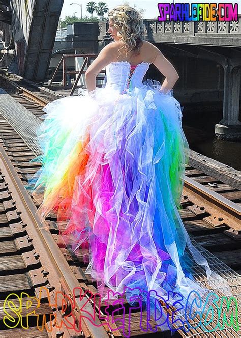 Vivid Rainbow Wedding Dress By Sparklefide On Etsyhalter Cutcrisscross Back Forever