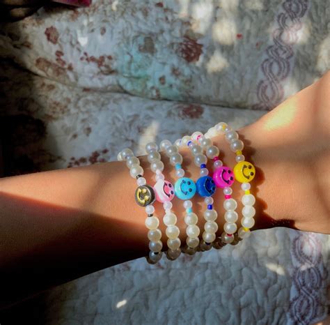 Smiley Face Pearl Bracelet Aesthetic Preppy Etsy