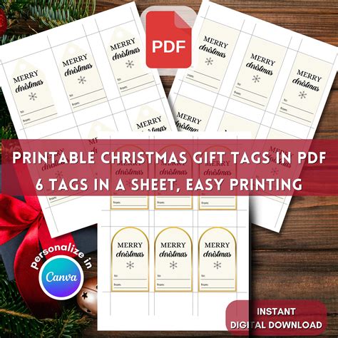 Printable Christmas Gift Tag Template Personalize in Canva - Etsy