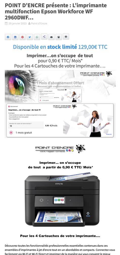 Point Dencre Pr Sente Limprimante Multifonction Epson Workforce Wf