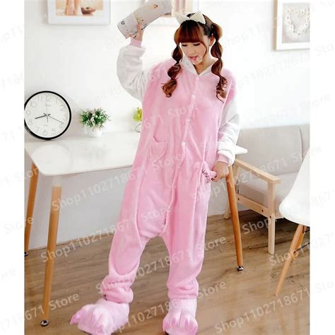 Kawaii Hello Kitty Sanrio Anime Cartoon Onesie Pajamas For Adult Women Men Pyjamas Homewear