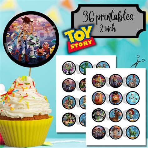 The Toy Story Cupcake Is Next To An Image Of Buzz Lightyear And Woody