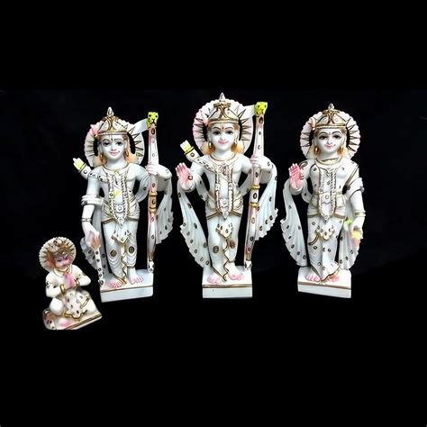 Multicolor Painted Designer Marble Ram Darbar Statue For Temple And