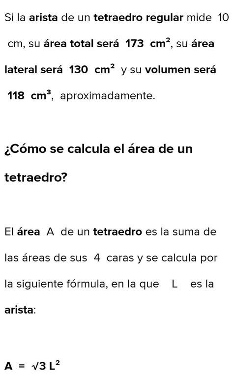 Determina el área total de los siguientes poliedros Tetraedro siendo I