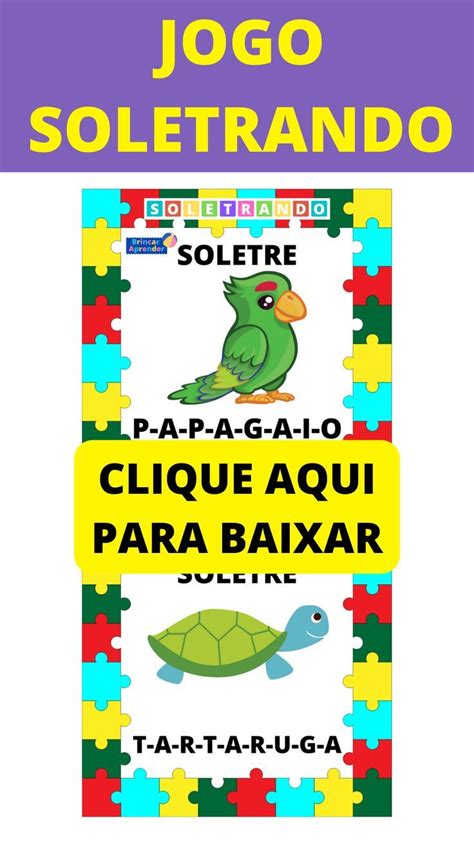 A Poster With The Words Jogo Soletrando And An Image Of A Turtle