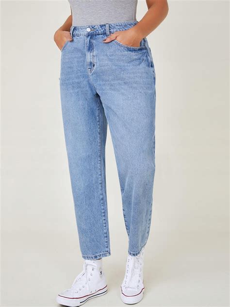 SPODNIE JEANSOWE NIEBIESKIE NOGAWKA 7 8 PROSTE MOM JEANS SHEIN 48