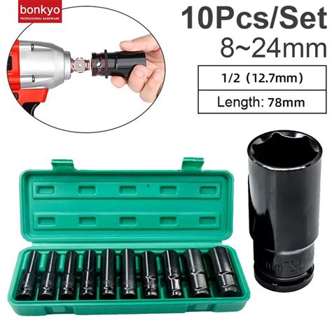 Jual Bonkyo Impact Socket Set 10Pcs 1 2 Inch 8 24MM Alat Set Perbaikan