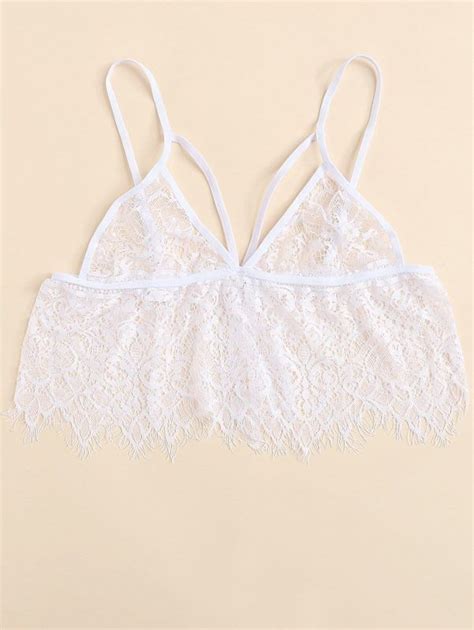 White Plus Eyelash Lace Longline Bralette Lace Longline Bralette