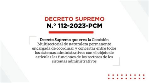 Pcm Crea Comisión Multisectorial Para Mejorar La Coordinación De Todos