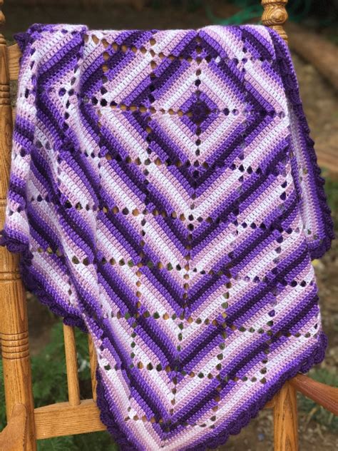 Handmade Blanket Purple Ombre Throw Etsy Crochet Blanket Patterns