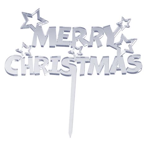 Merry Christmas Large Acrylic Cake Pick Topper Partyrama