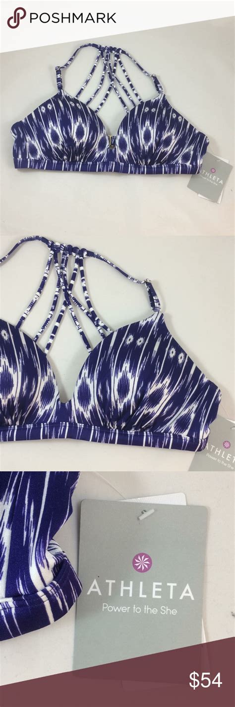 Nwt Athleta Aqualuxe Print Molded Bikini Blue Bikinis Blue Bikini