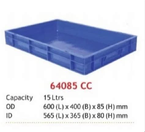 Rectangular Solid Box Blue Industrial Plastic Crate Size 600 X 400 X