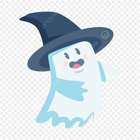 Cute Ghost Halloween Character With A Witchs Hat, Adorable, Boo, Boohoo ...