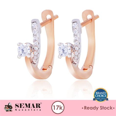 Jual Anting Emas Jepit Kayli Solitaire Rose White Gold K Semar