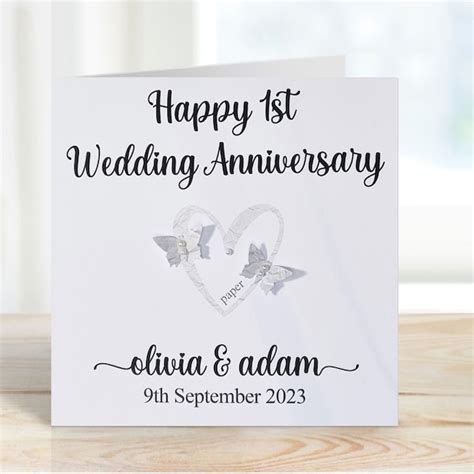 1st Wedding Anniversary Card Etsy Uk