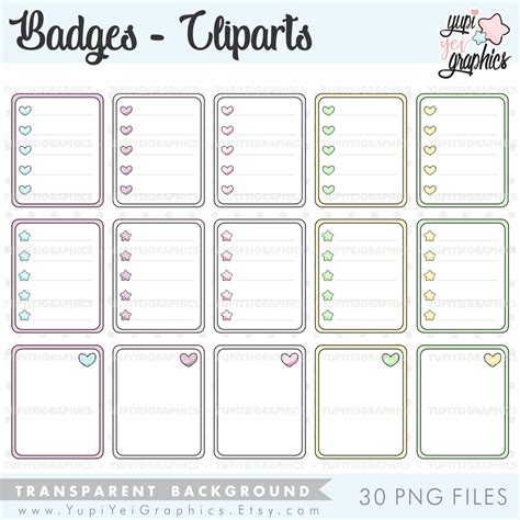 Badges Clipart Reminders Clipart School Clipart Planner Etsy