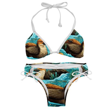 Platypus Detachable Sponge Adjustable Strap Bikini Set Two Pack